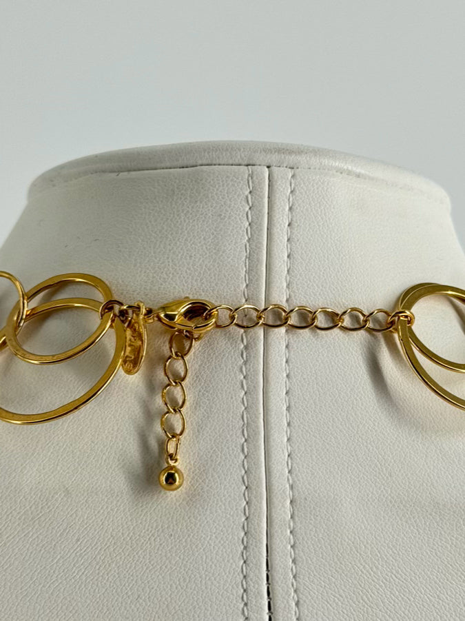 KENNETH JAY LANE Gold Tone Mother Of Pearl Disc Dangle Necklace & Earring Set