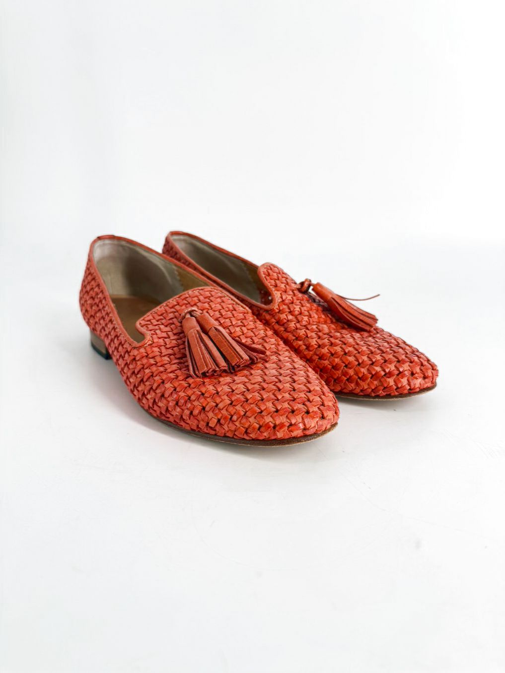 ANN MASHBURN Size 39 Orange Leather Loafers