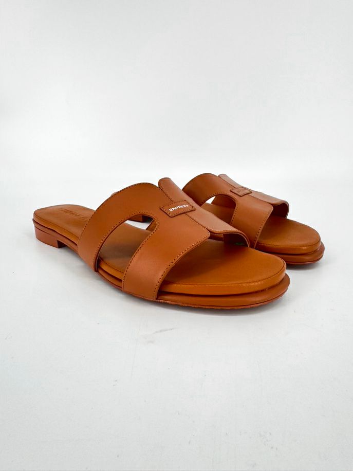 EMPRESS Size 43 Cognac Leather Sandals