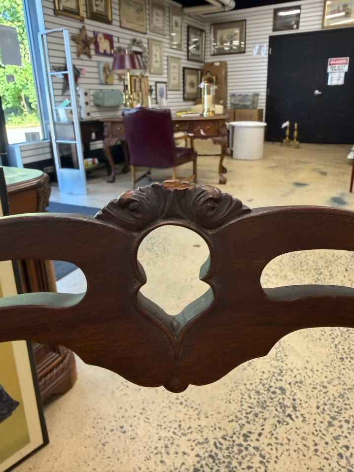 VINTAGE Wood Dining Set Of Table & 6 Ribbon Back Chairs w/ Leaves