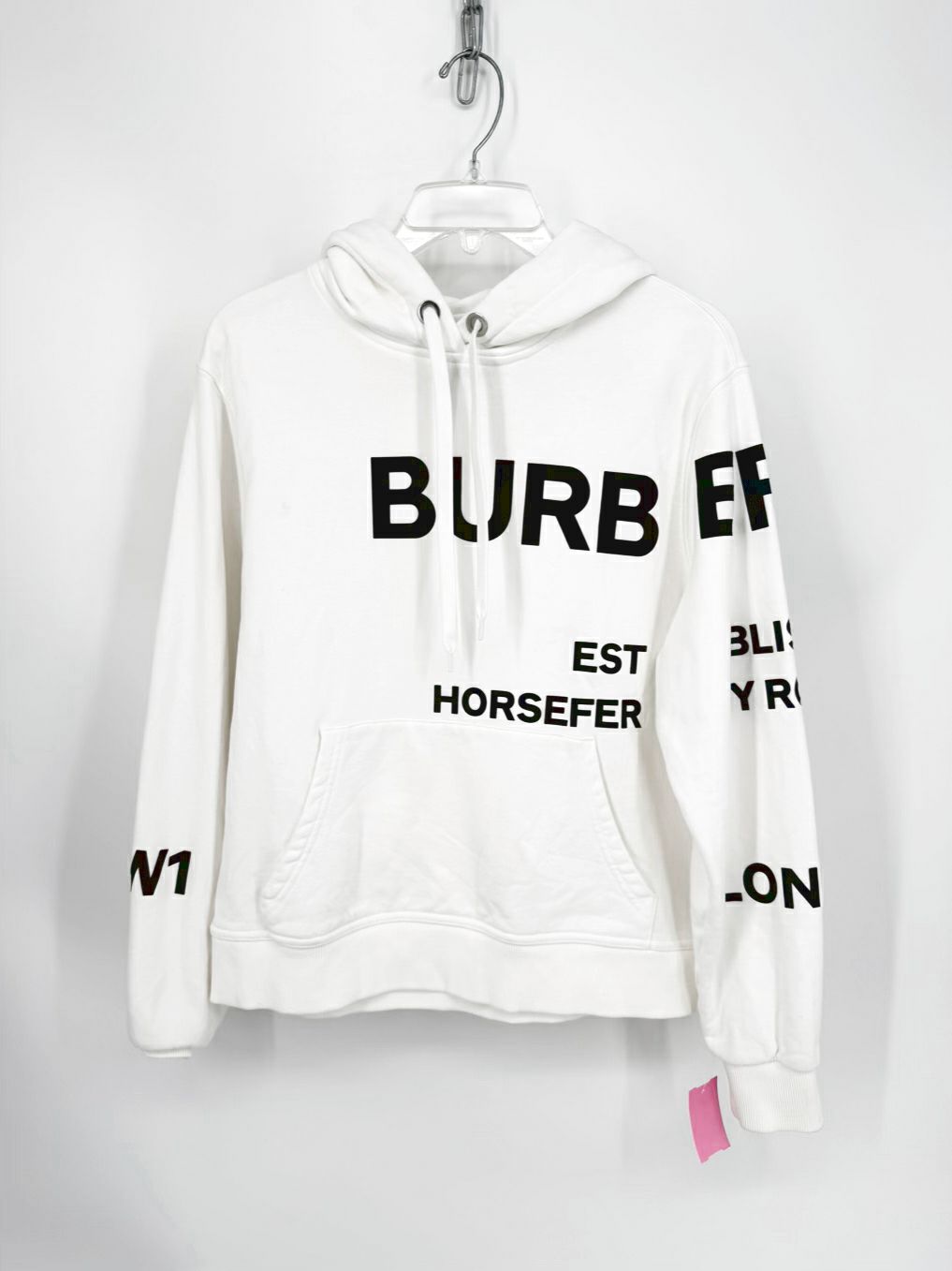 BURBERRY LONDON Horseferry Wmn's Size S White & Black Print Hoodie