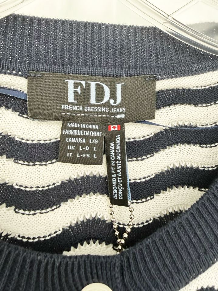 FDJ Size L Navy & Cream Cardigan NWT