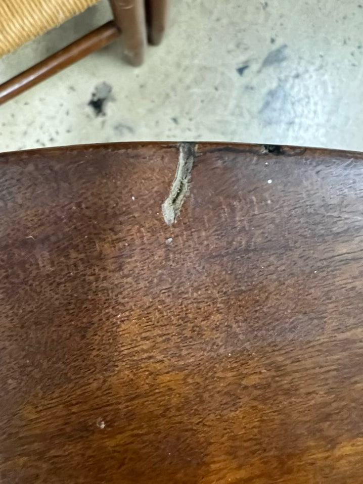 ANTIQUE Wood Round Occasional Table w/ Tripod Legs