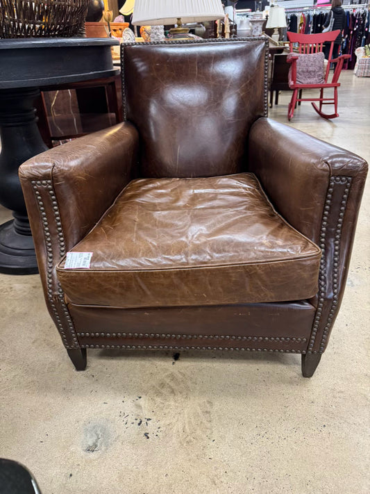RESTORATION HARDWARE Brown Leather Nailhead Chair