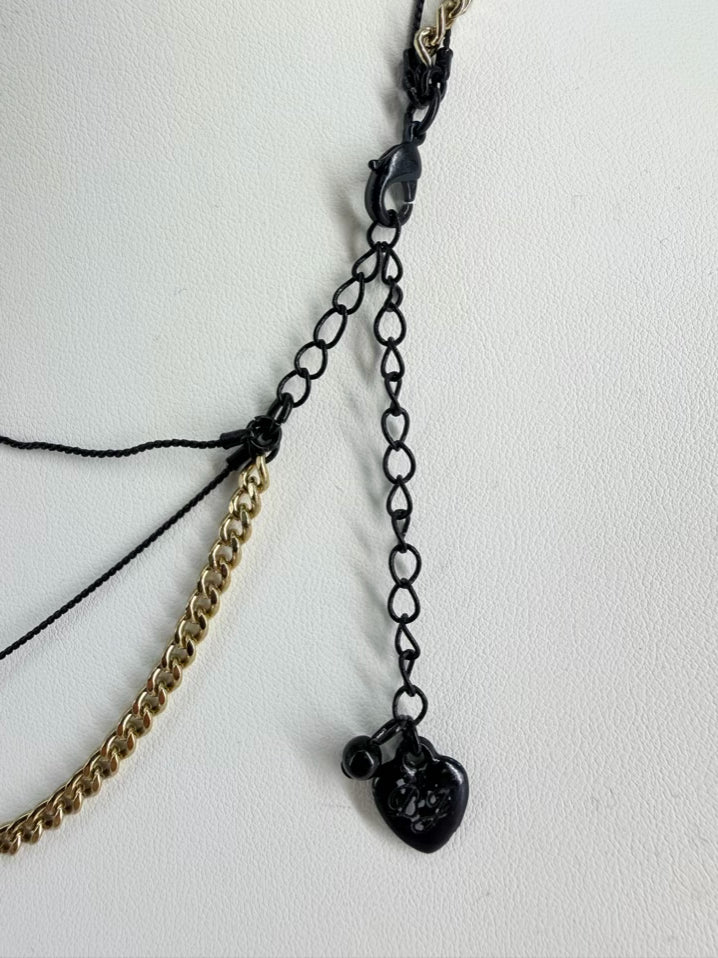 BETSY JOHNSON Black & Gold Mod Collection Polka Dot Moped Necklace & Earring Set