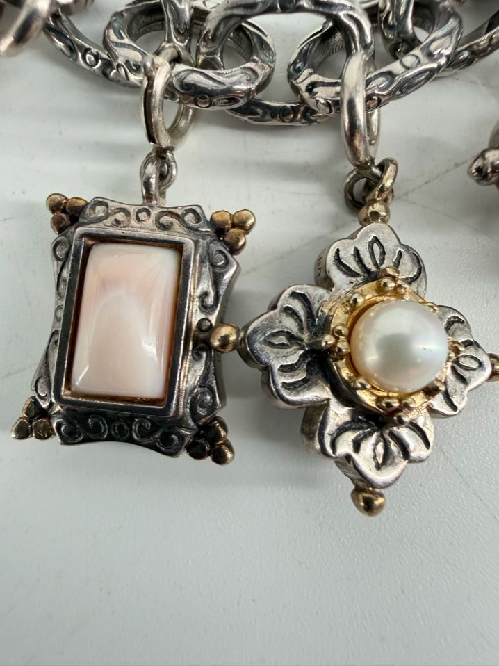 STERLING SILVER & Mixed Metal Cna Charm Bracelet