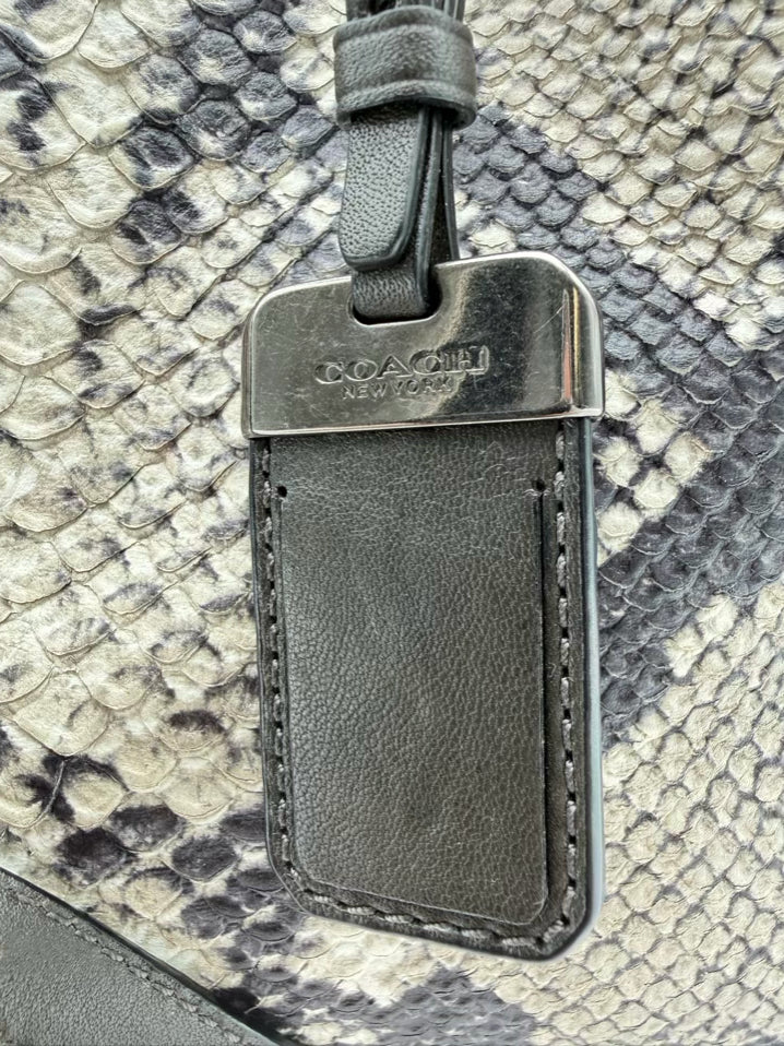 COACH Gray & Black Leather Embossed Purse