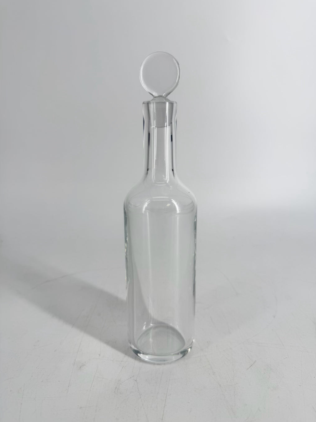 BACCARAT Clear Glass Bottle w/ Circular Stopper