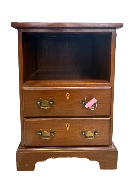 BENBOW Wood 2 Drawer Nightstand w/ Shelf
