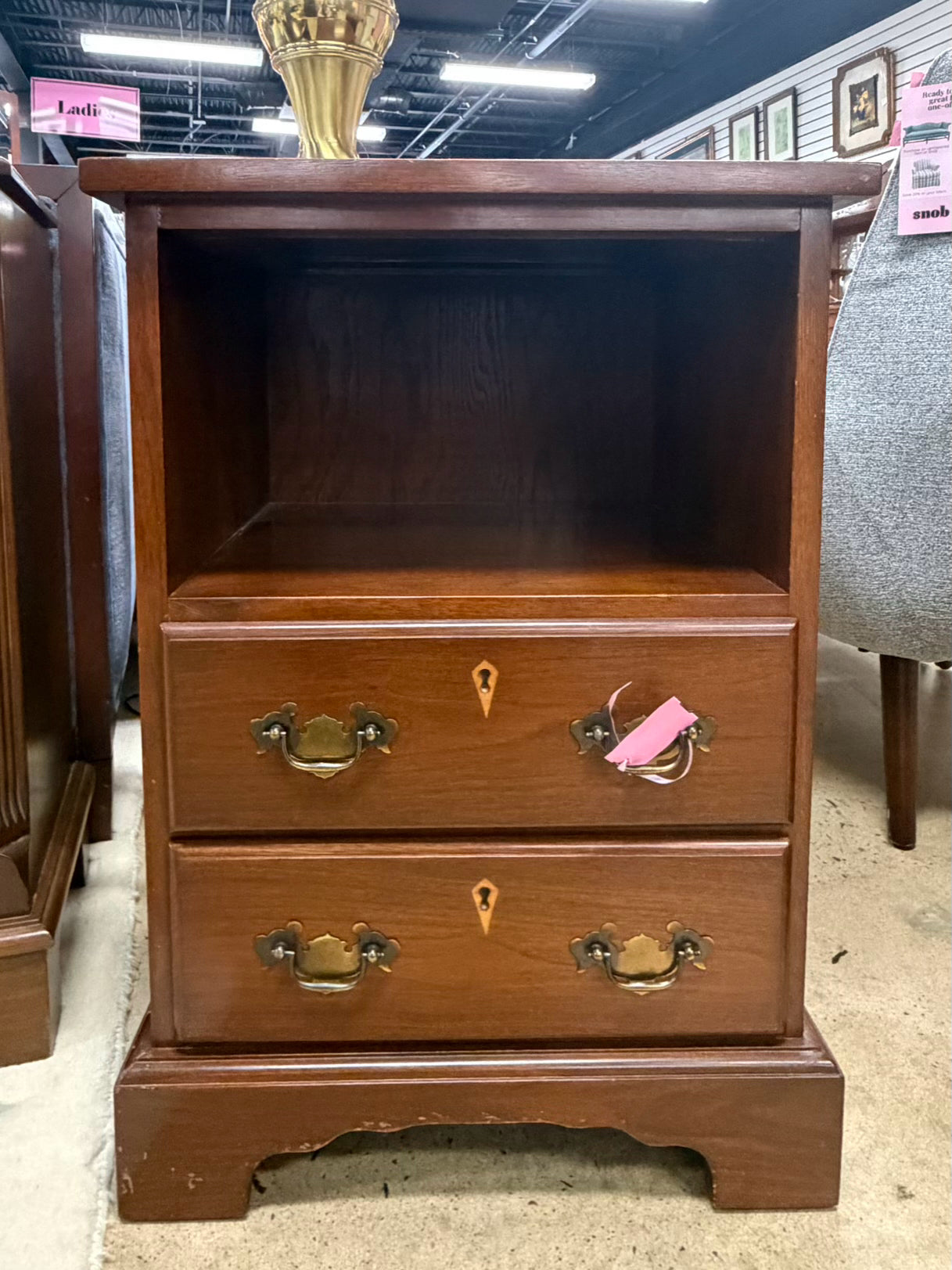 BENBOW Wood 2 Drawer Nightstand w/ Shelf