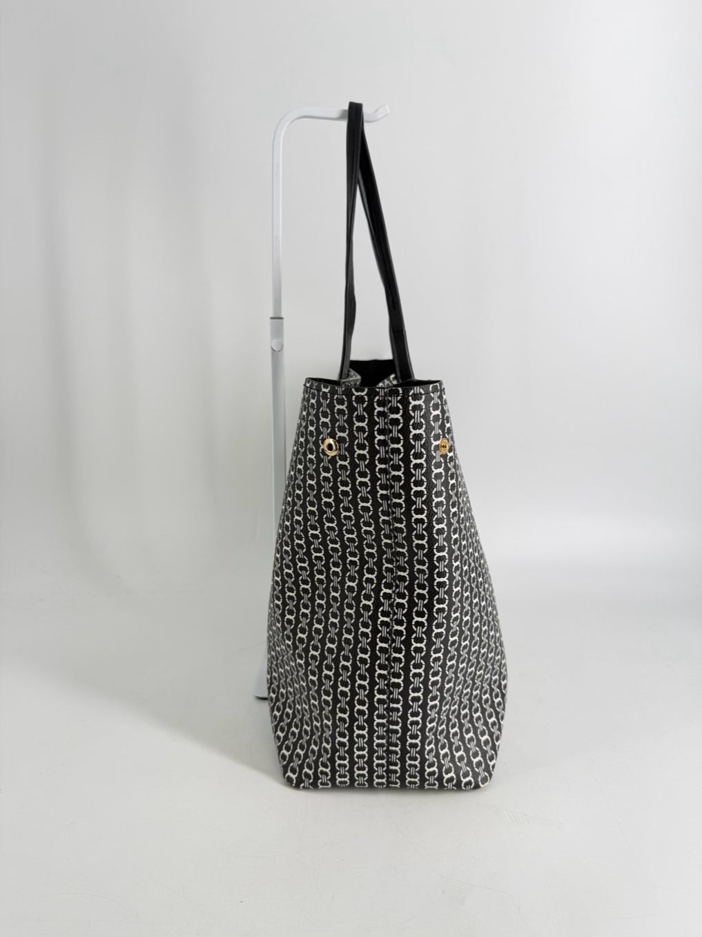 TORY BURCH Gemini Link Navy & White Chain Detail Tote Bag