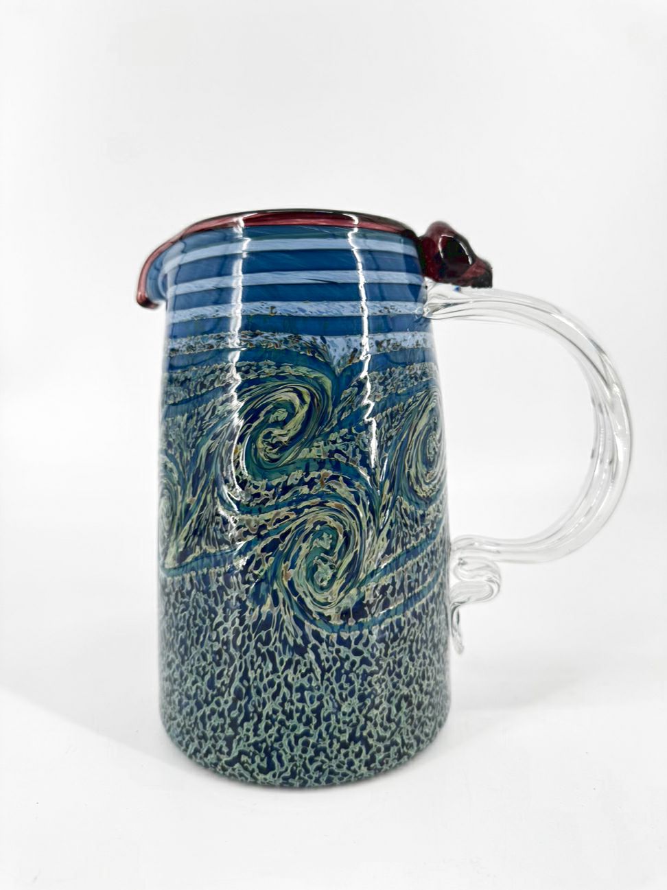 Blue & Yellow Blown Glass Stary Night Pitcher