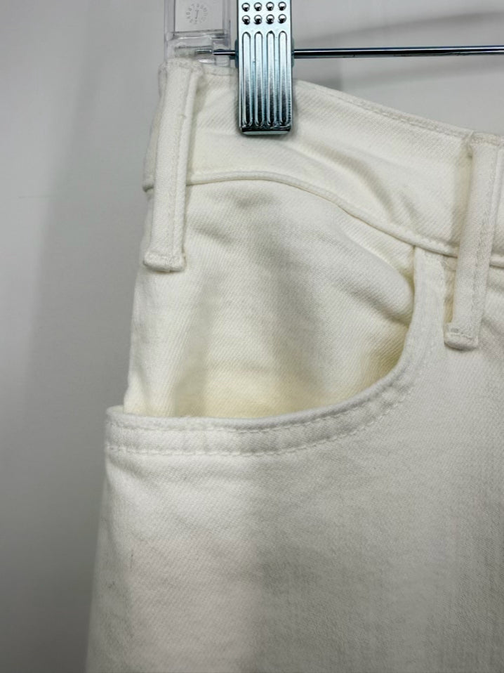 MOTHER Size 31 Cream Denim Frayed Jeans