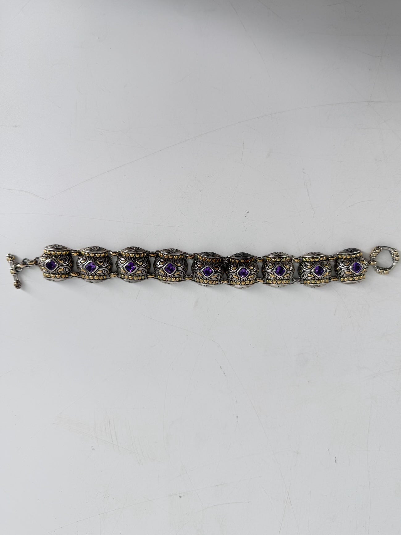 BENHAM STERLING SILVER & 18K Amethyst Bracelet