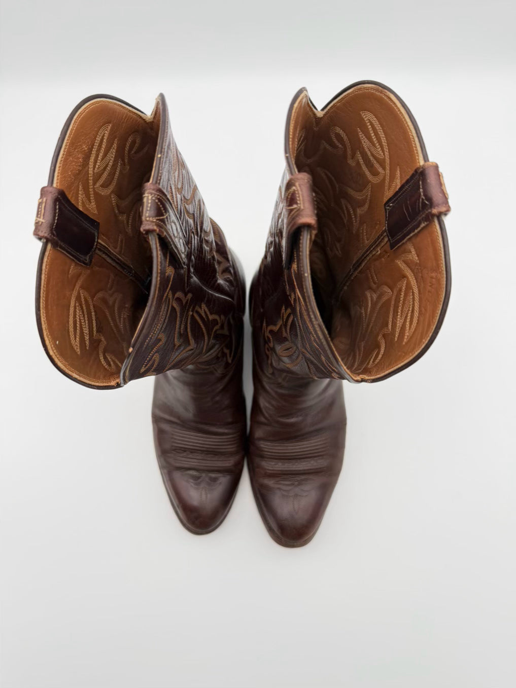 LUCCHESE MENS Size 10 Almond Leather Cowboy Boots