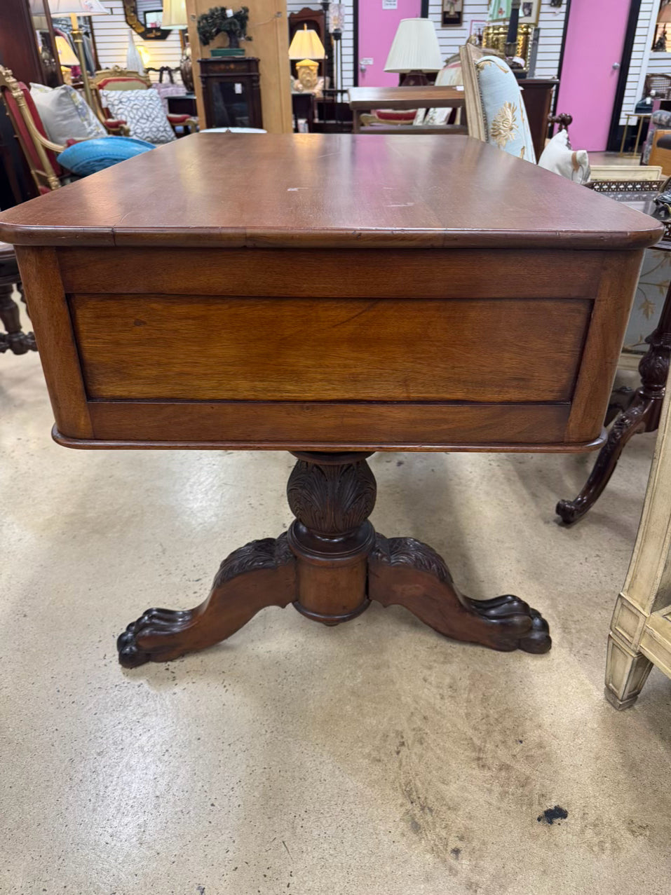 ANTIQUE Wood Lion Feet Desk