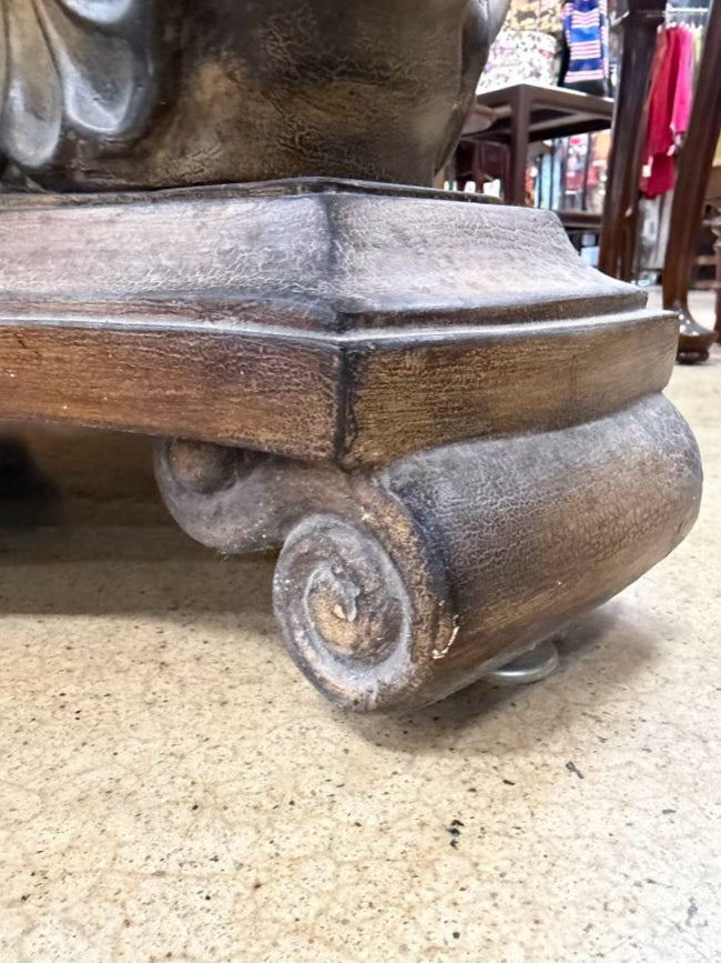 Tan & Clear Resin & Glass Round Elephant Occasional Table