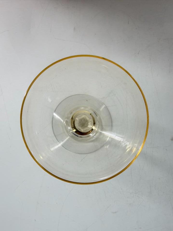 VINTAGE FOSTORIA Crystal Vogue Gold Tint Set of 8 Champagne Glasses