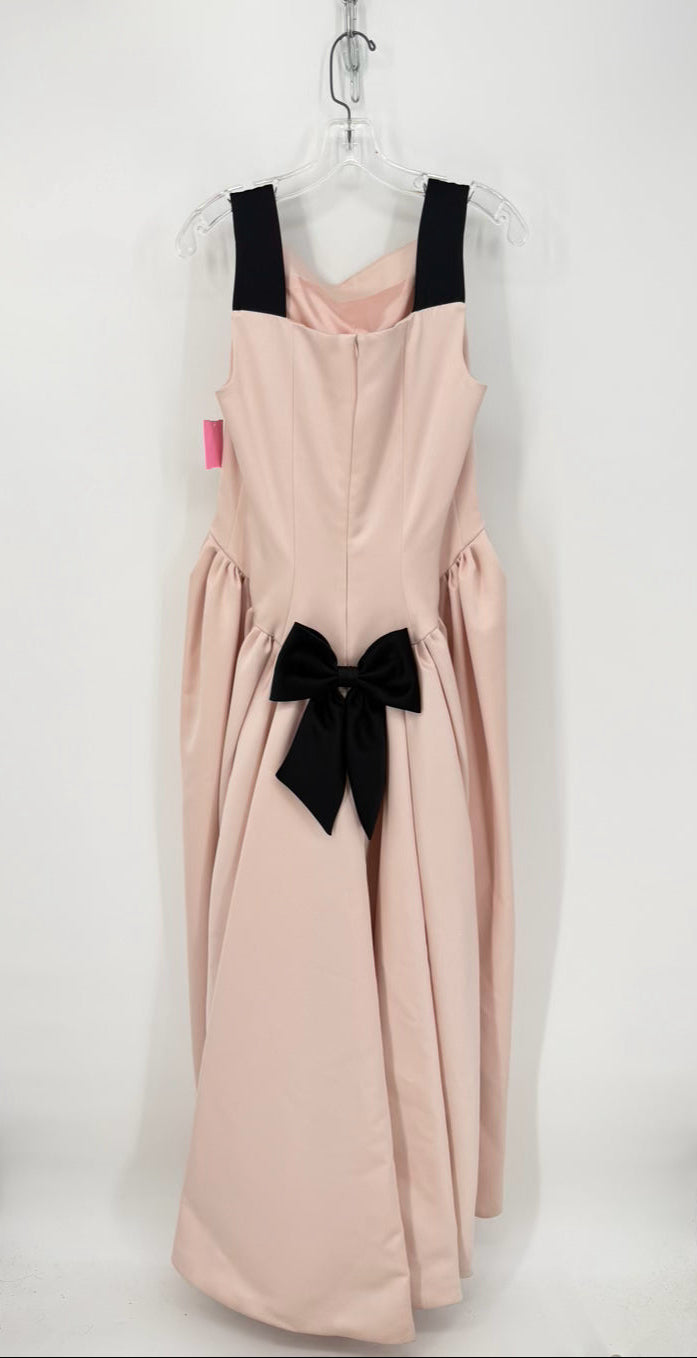 VICTOR COSTA Size 12 Blush & Black Bow Evening Gown