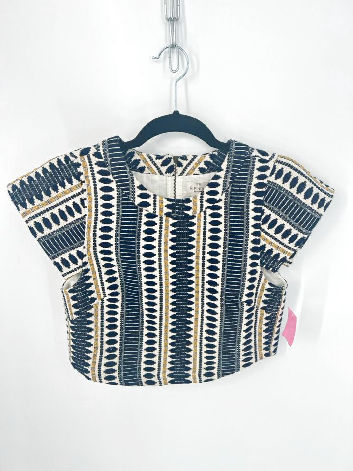 RENATA by RENATA GASPARIAN Size XS Navy & Gold Knit Top NWT