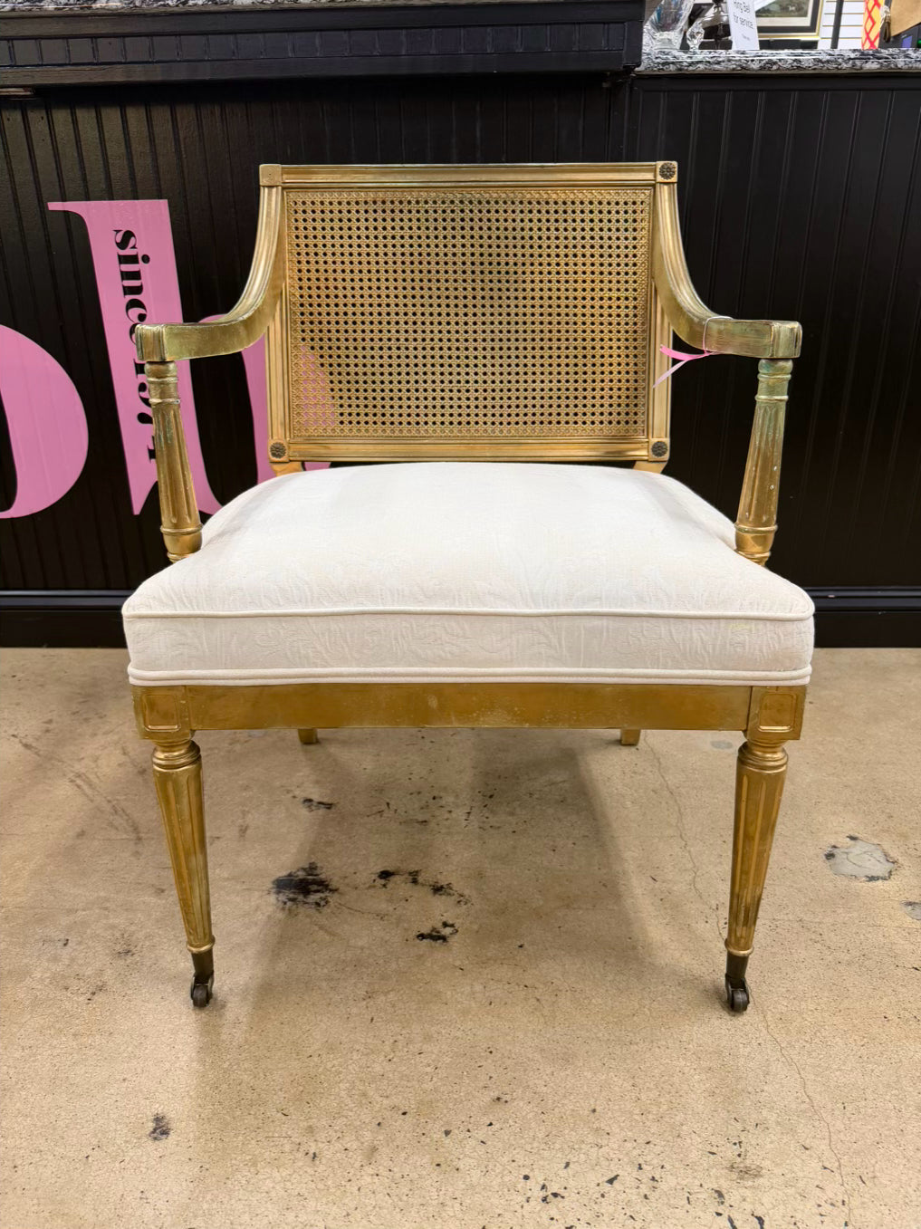Gold Wood & Cane French Chair