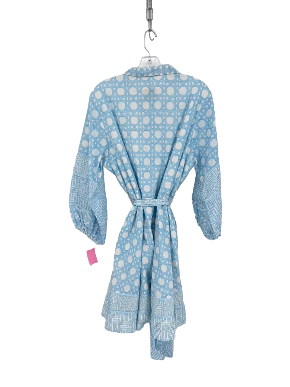 SUE SARTOR Size XL Powder Blue Print Belted Dress NWT