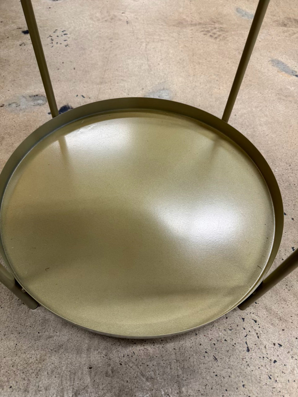 Gold & White Metal & Faux Marble Top Round Occasional Table