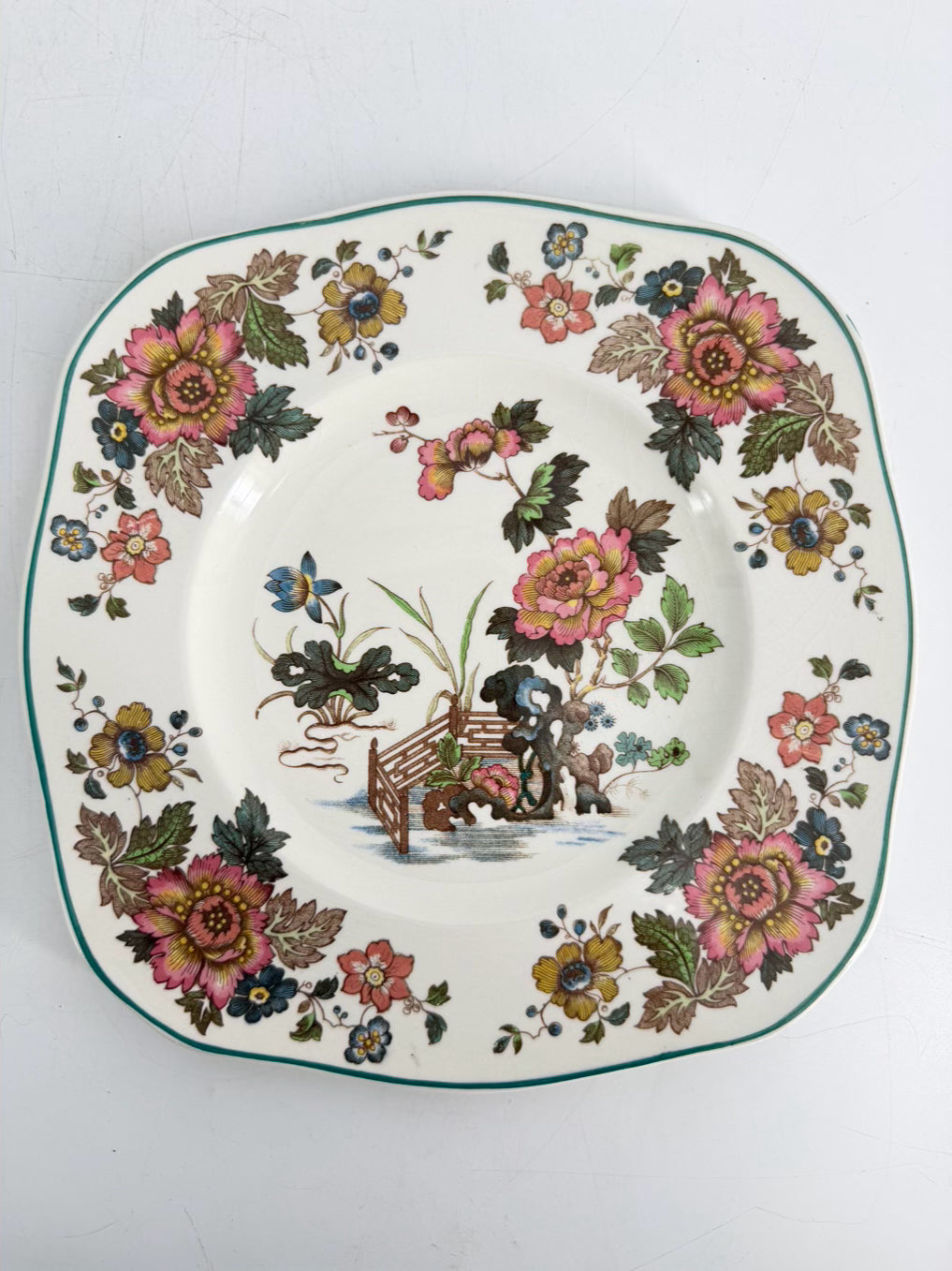 WEDGWOOD White, Rose & Green China Eastern Flowers Set Of 12 Dessert Plates