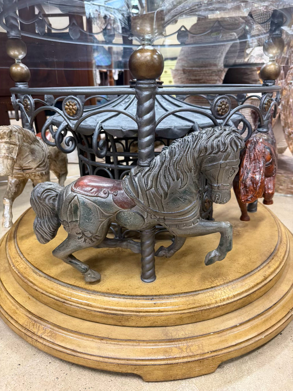 Wood & Glass Carousel Coffee Table