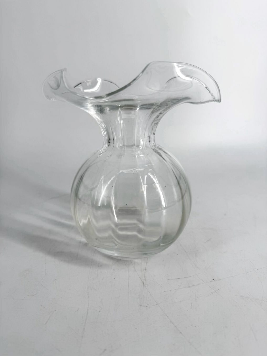 VIETRI Clear Glass Fluted Top Vase