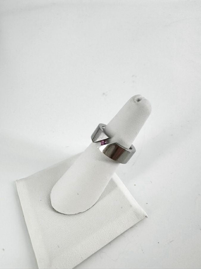 Titanium Pink Sapphire Tension Set Ring