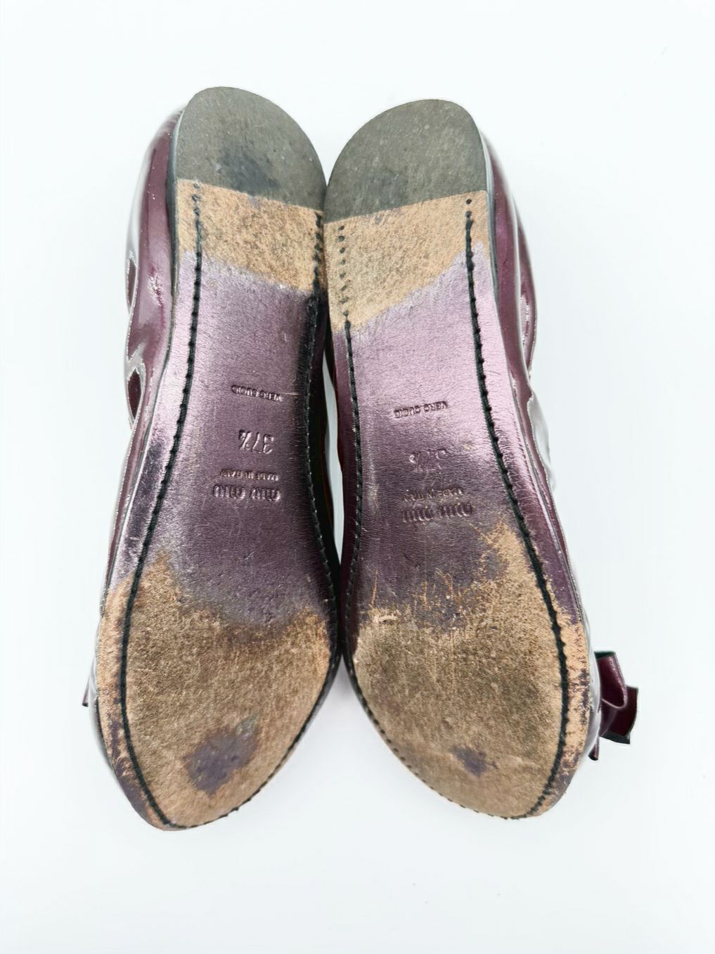 MIU MIU WMNS Size 37.5 Raspberry Leather Flats