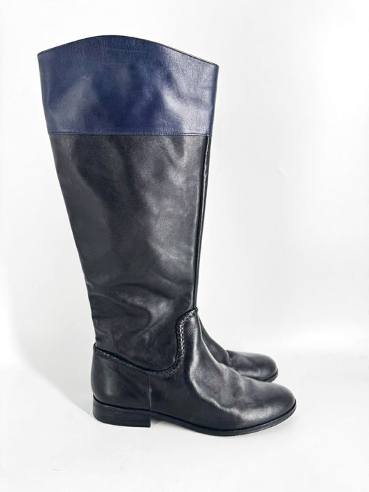 JACK ROGERS Size 8 Black & Navy Leather Boots