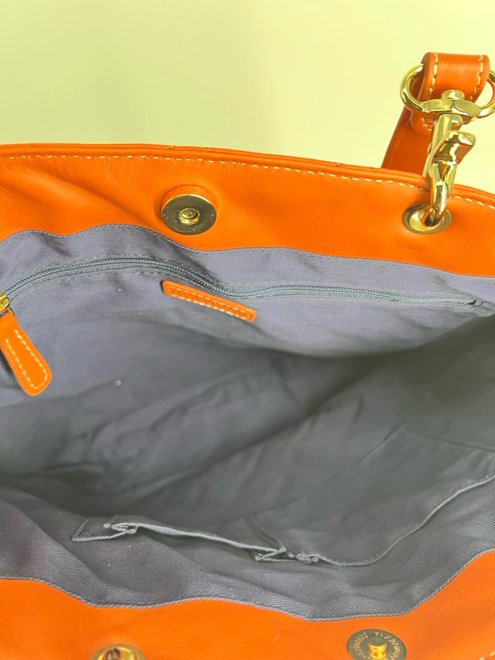 J MCLAUGHLIN Orange Quilted Tote Bag