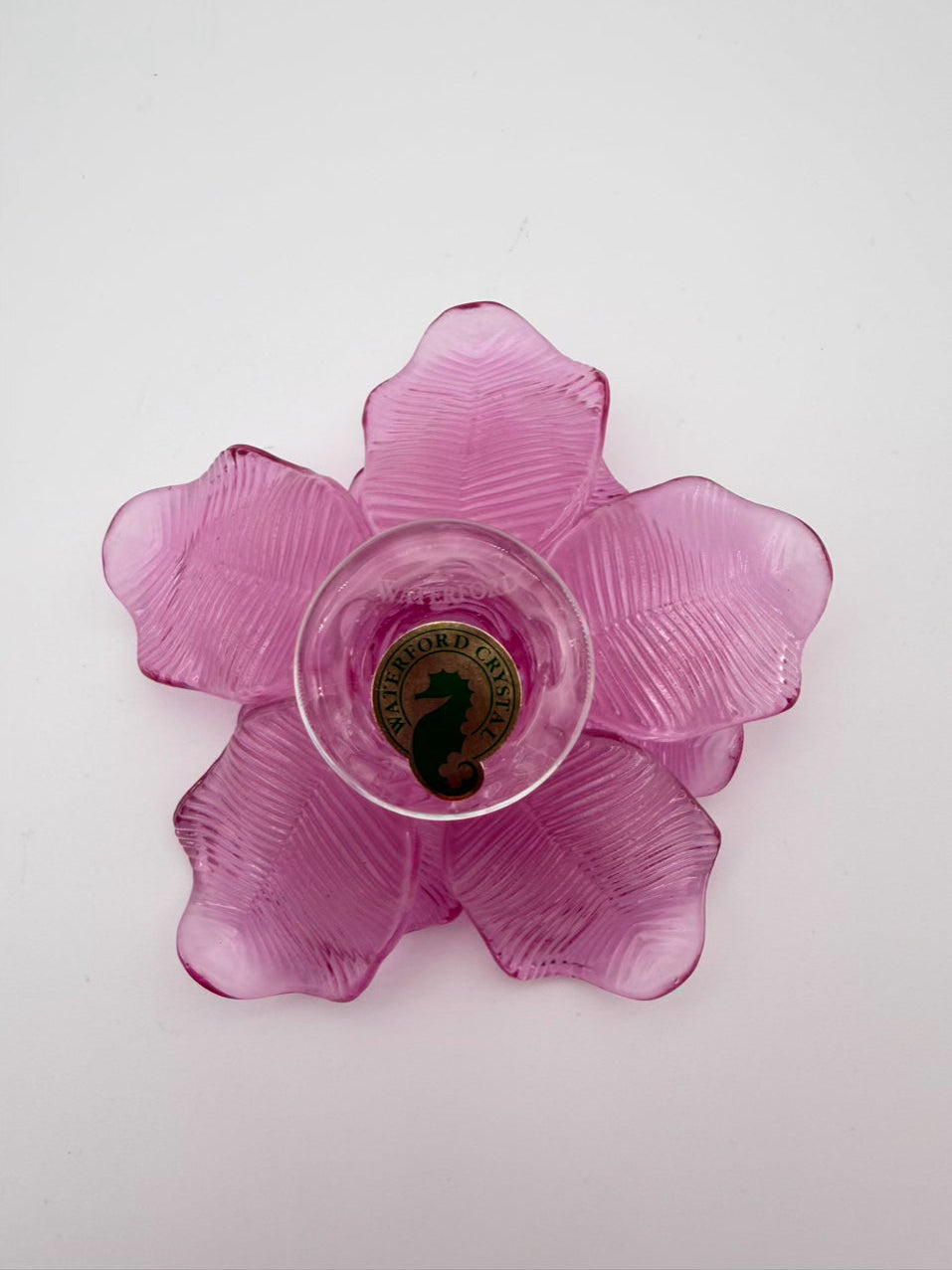WATERFORD Pink Crystal Flower Paperweight