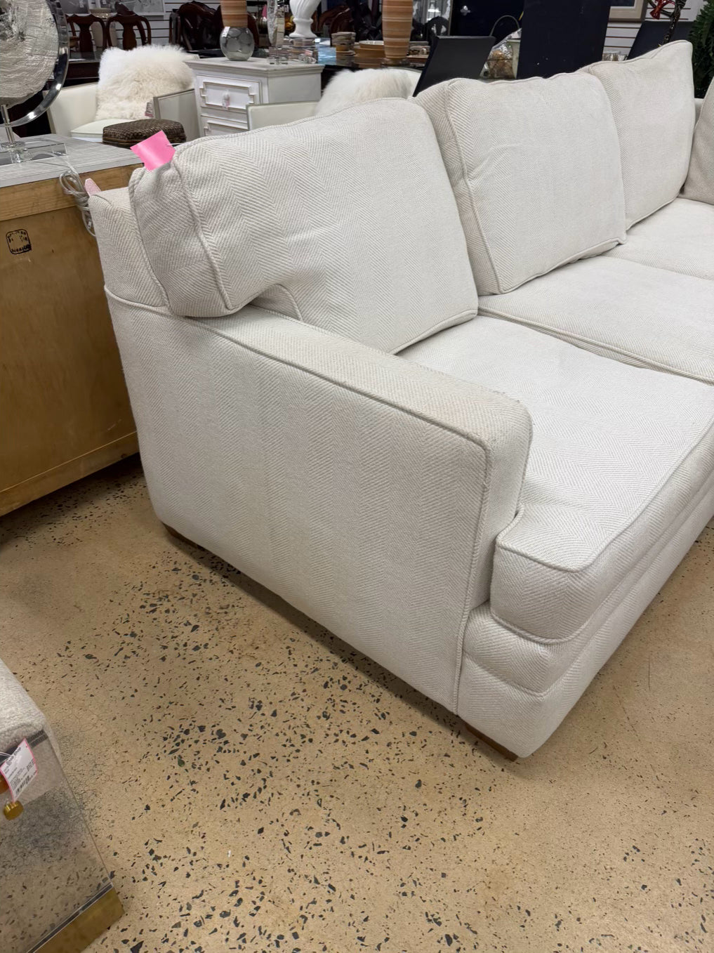 JACKSON CARTER FURNITURE Ivory Tweed Look Sectional Sofa