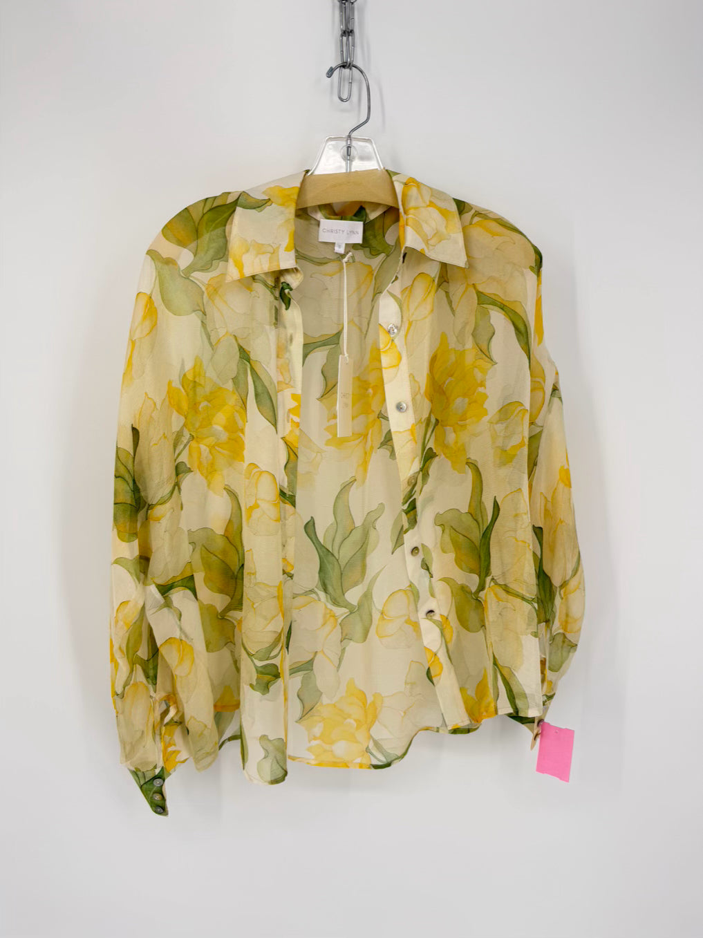 CHRISTY LYNN Size S Yellow & green Lace Watercolor Lily 3 Piece Suit Set