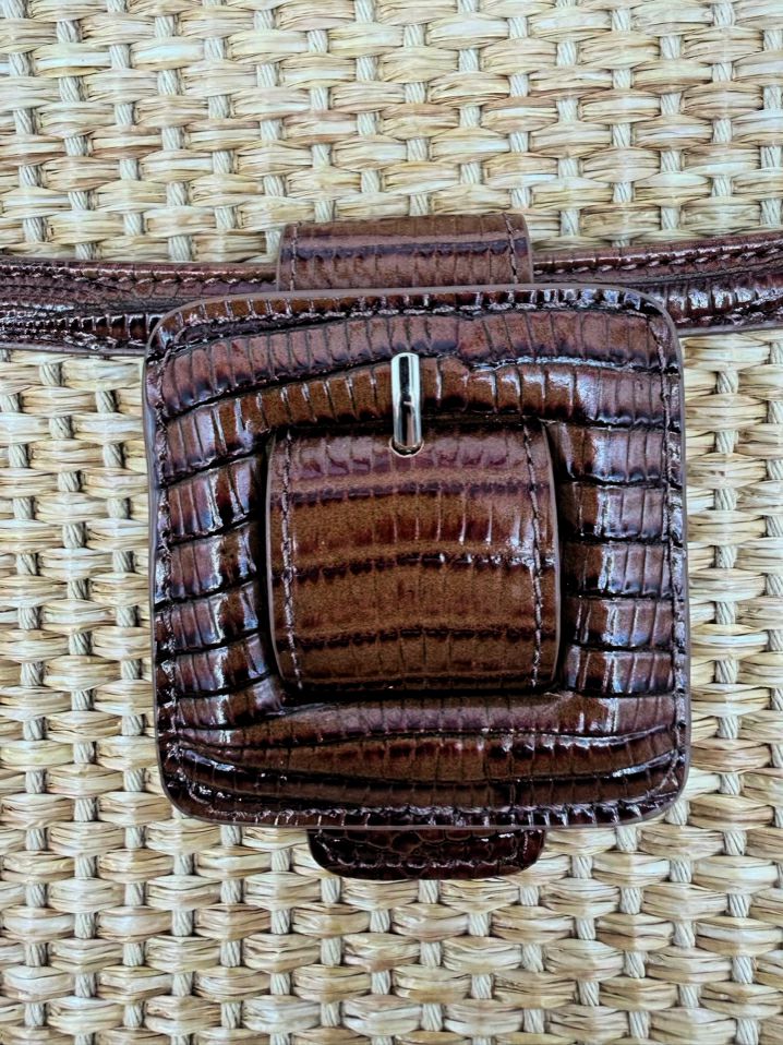 BRAHMIN Cognac & Natural Raffia & Leather Purse