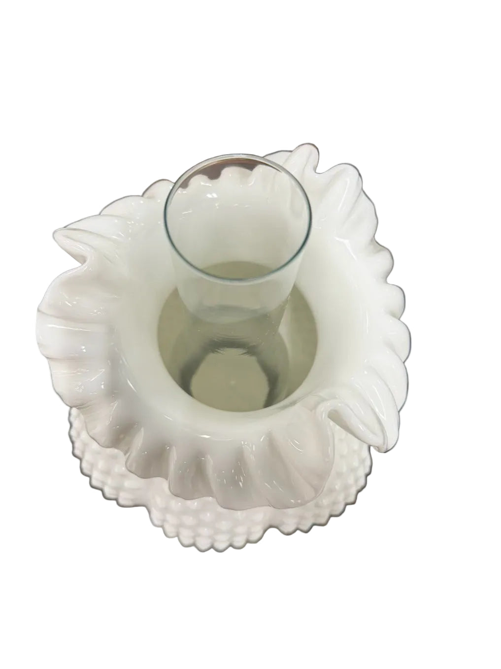 FENTON White Hobnail Glass Pair Of Lamps