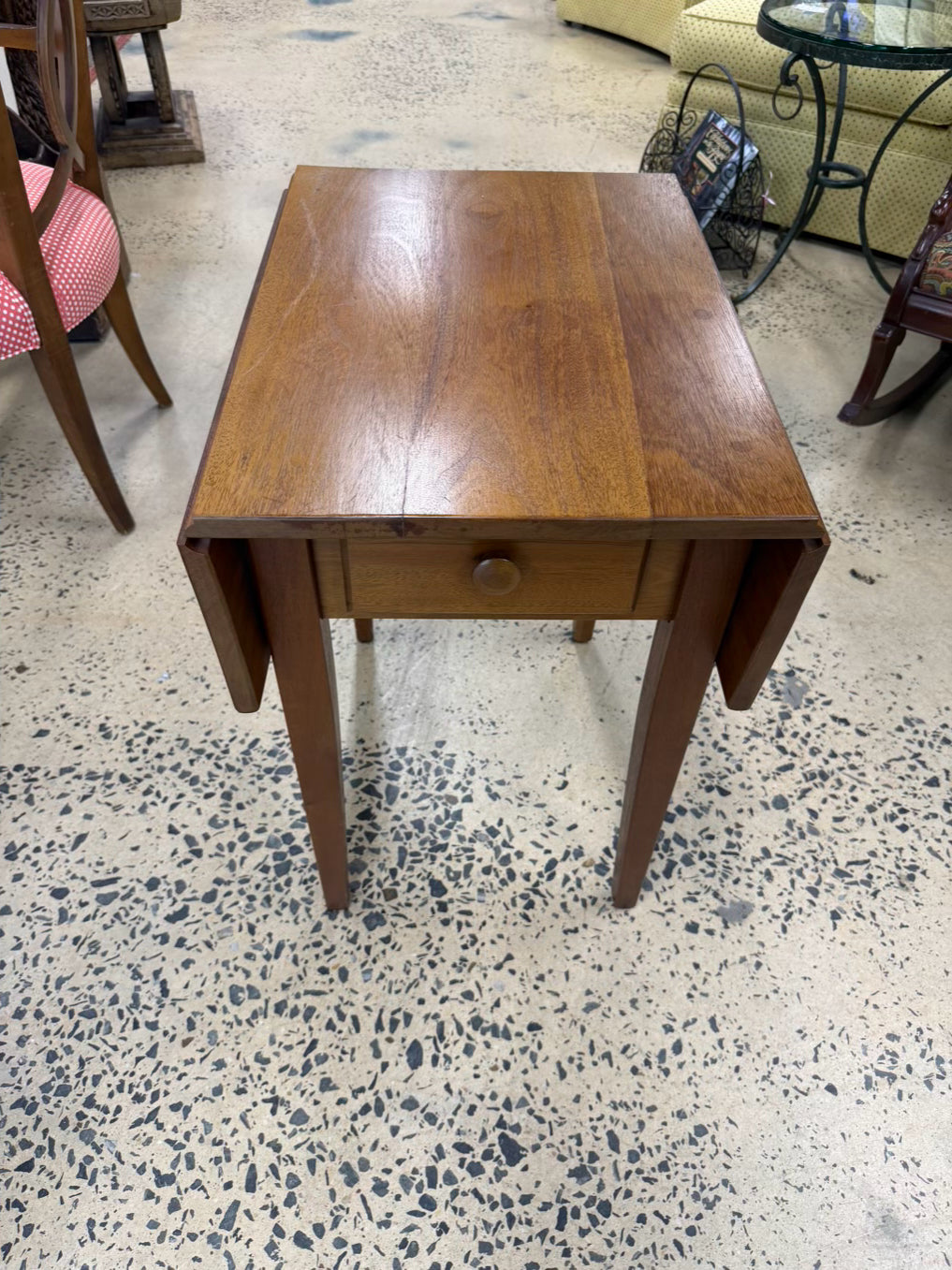 VINTAGE Light Pine Drop Leaf End Table