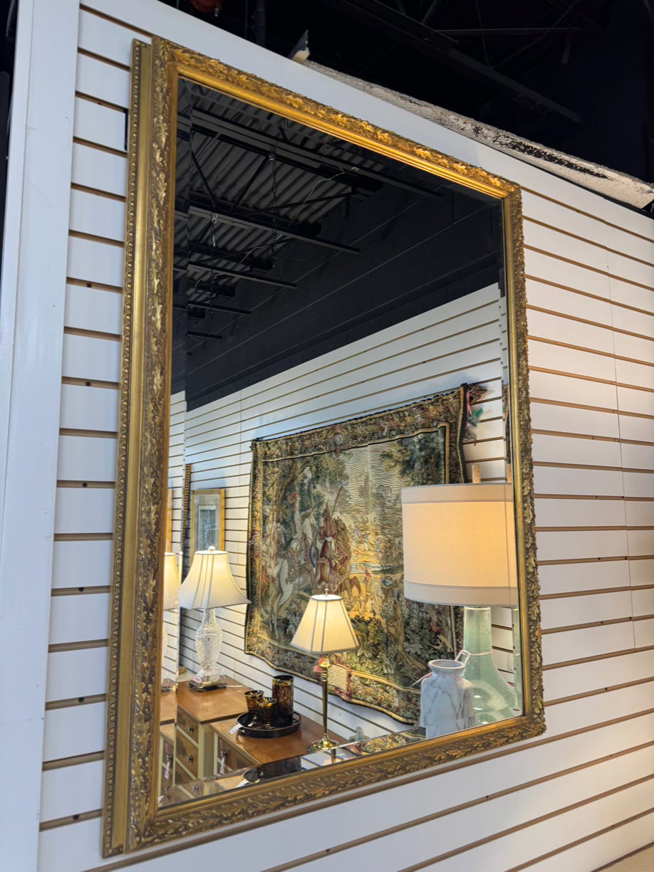 LA BARGE Gold Leaf Design Beveled Mirror