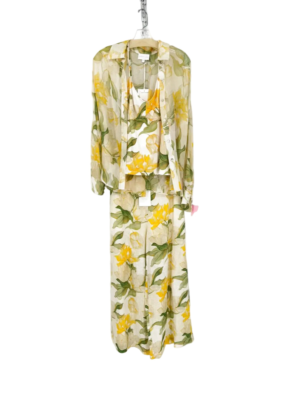 CHRISTY LYNN Size S Yellow & green Lace Watercolor Lily 3 Piece Suit Set