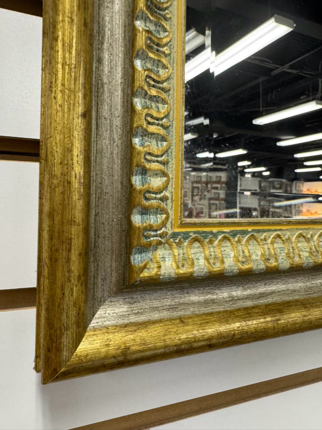 Brushed Gold & Silver Wood Beveled Mirror