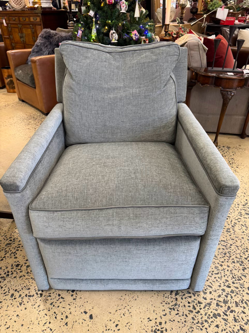 LEE INDUSTRIES Gray Swivel Recliner Chair