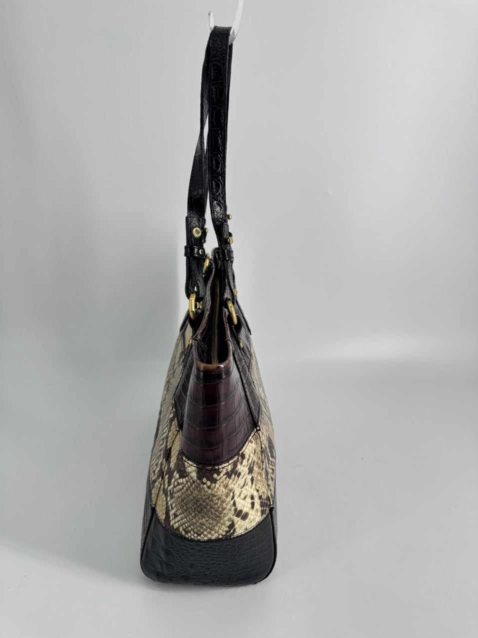 BRAHMIN Black & Brown Embossed Leather Purse