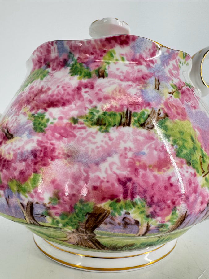 ROYAL ALBERT Pink & Green Bone China Blossom Time Tea Pot
