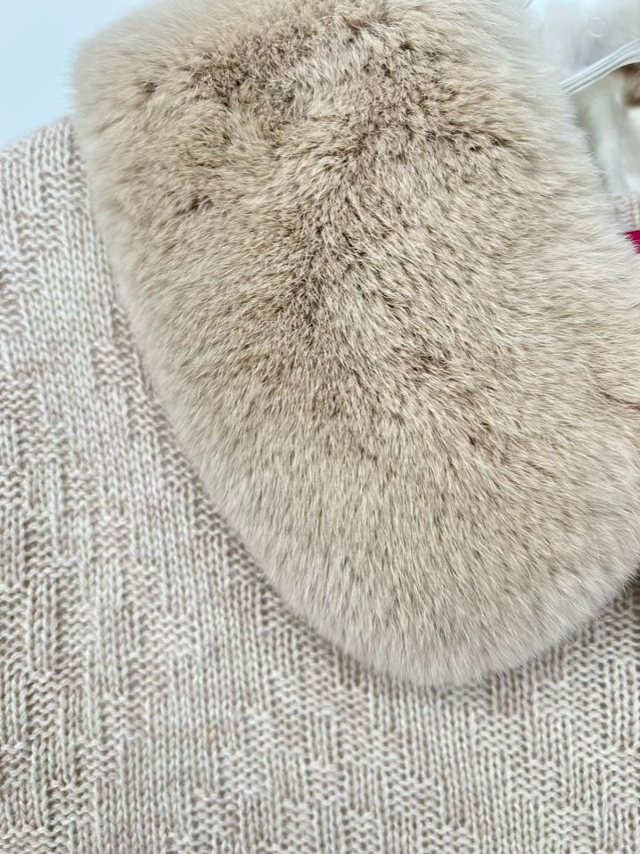 BELLARIO Khaki Size M Cashmere & Rabbit Fur Sweater