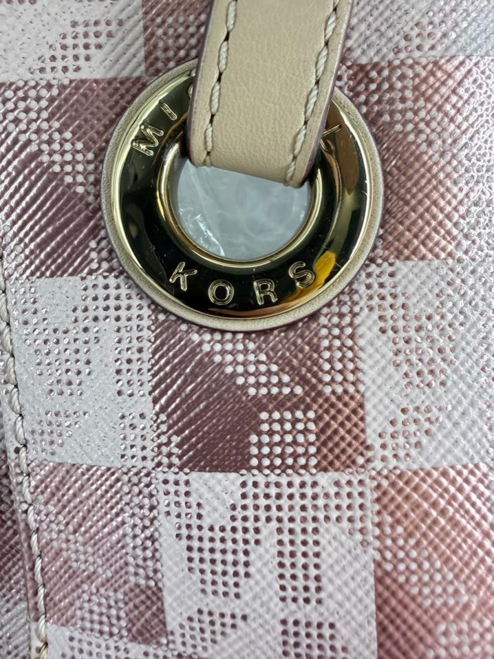 MICHAEL KORS Pink Metallic Monogram Purse