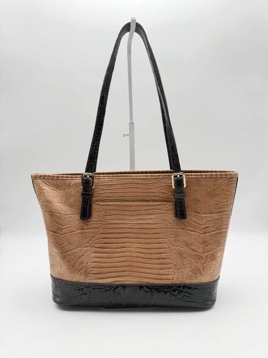BRAHMIN Asher Medium Almond Leather Crocodile Purse