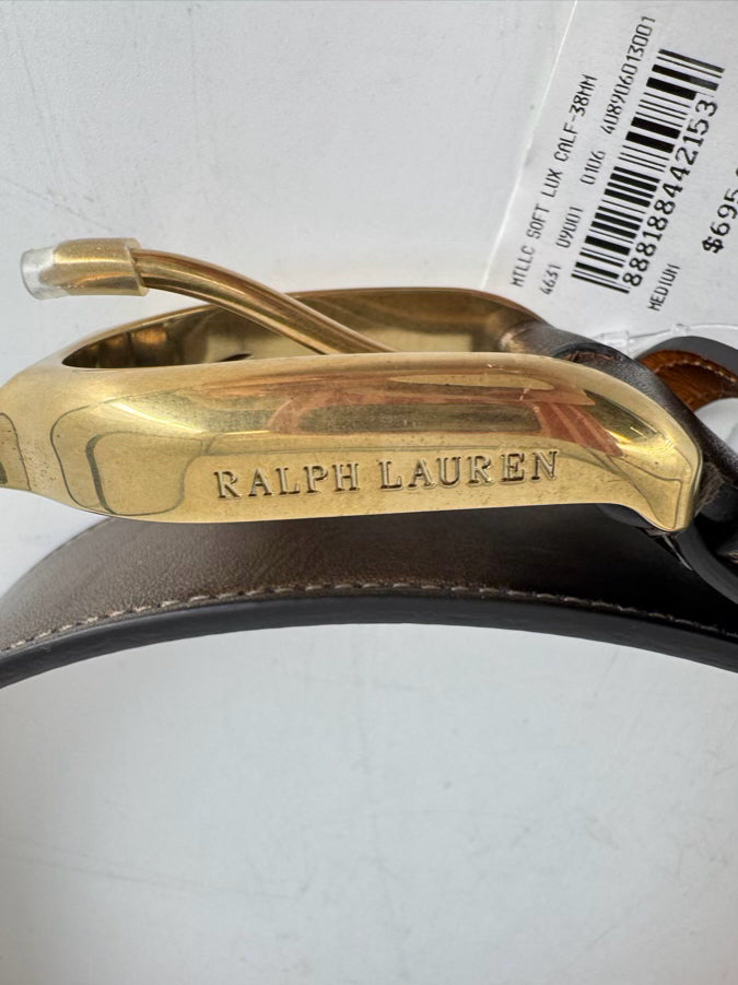 RALPH LAUREN M Leather Metallic Copper Belt NWT
